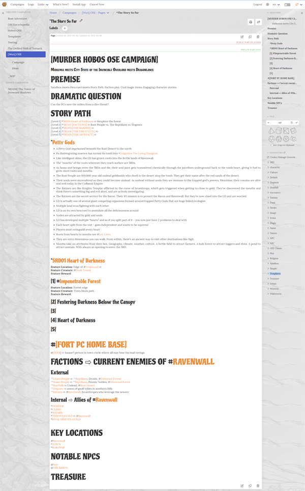story-so-far-full-page Campaign Logger page screenshot
